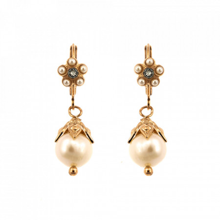 Cercei placati cu Aur roz de 24K, cu cristale Swarovski, Earl Grey | 1424/3-1132RG6-Alb/Gri, Gri/Bej-9094