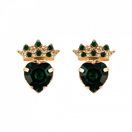 Cercei placati cu Aur roz de 24K, cu cristale Swarovski, Emerald | 1543-205205RG2-Verde-6134