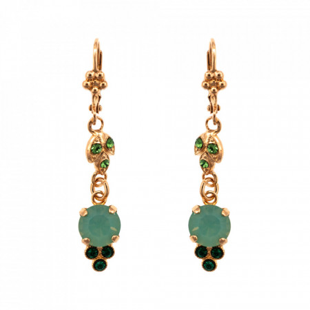 Cercei placati cu Aur roz de 24K, cu cristale Swarovski, Fern | 1013-390RG1-Verde-8504