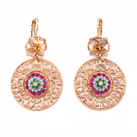 Cercei placati cu Aur roz de 24K, cu cristale Swarovski, Happy Days | 1036/1-1007RG6-Multicolor-1434