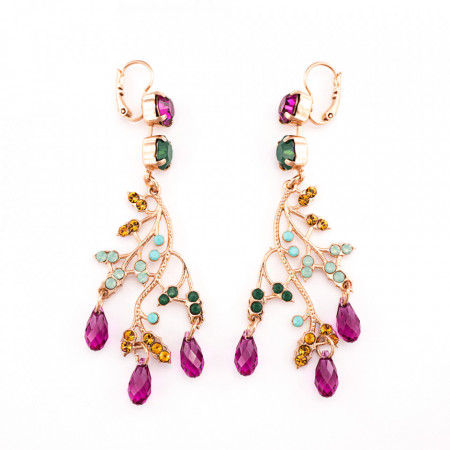 Cercei placati cu Aur roz de 24K, cu cristale Swarovski, Happy Days | 1155/1-1007RG6-Multicolor-5324