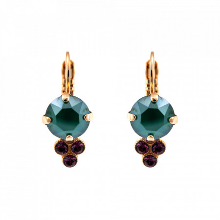 Cercei placati cu Aur roz de 24K, cu cristale Swarovski, Luck | 1010-1033RG6-Verde/Fuchsia-9154