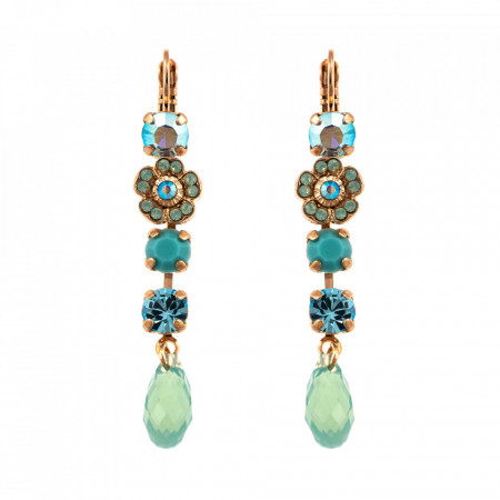 Cercei placati cu Aur roz de 24K, cu cristale Swarovski, Sapphire Sky | 1504/1-2677RG6-Turquoise-9184