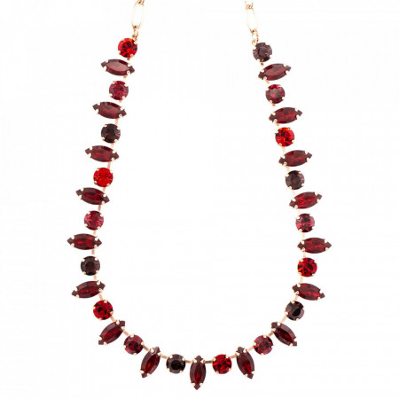 Colier placat cu Aur roz de 24K, cu cristale Swarovski, Lady In Red | 3143/1-1070RG-Rosu-6114