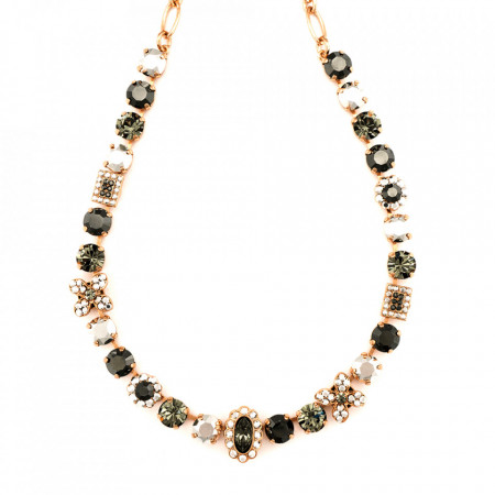Colier placat cu Aur roz de 24K, cu cristale Swarovski, Black Diamond | 3068-747RG-Multicolor-6294