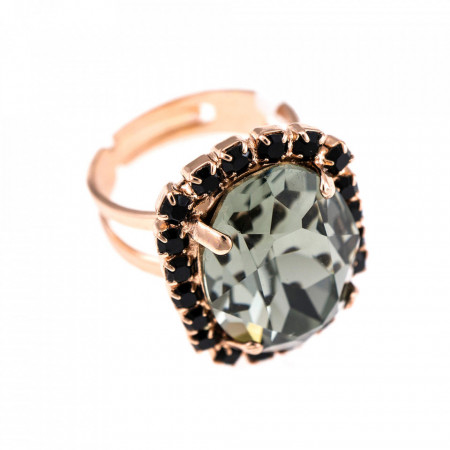 Inel placat cu Aur roz de 24K, cu cristale Swarovski, Black Diamond | 7090/1-1073RG-Multicolor-7544