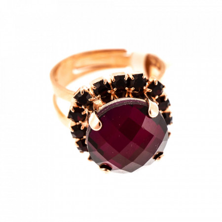 Inel placat cu Aur roz de 24K, cu cristale Swarovski, FireFly | 7137/1-2140RG-Rosu-7674