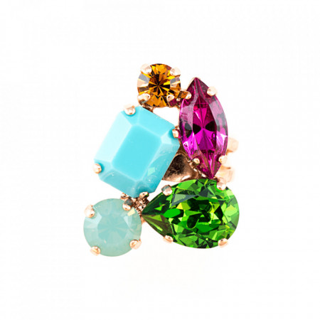 Inel placat cu Aur roz de 24K, cu cristale Swarovski, Happy Days | 7402-1007RG-Multicolor-7564