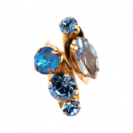 Inel placat cu Aur roz de 24K, cu cristale Swarovski, Ocean DeLite | 7515-211143RG-Albastru-7644