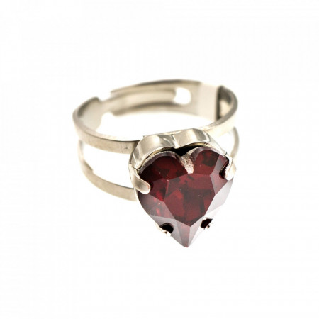 Inel placat cu rodiu, cu cristale Swarovski, Lady In Red | 7100/2-208RO-Rosu-7634