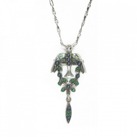 Pandantiv cu lant placat cu Argint 925, cu cristale Swarovski, Emerald City | 5423-1001sp-Multicolor-4544