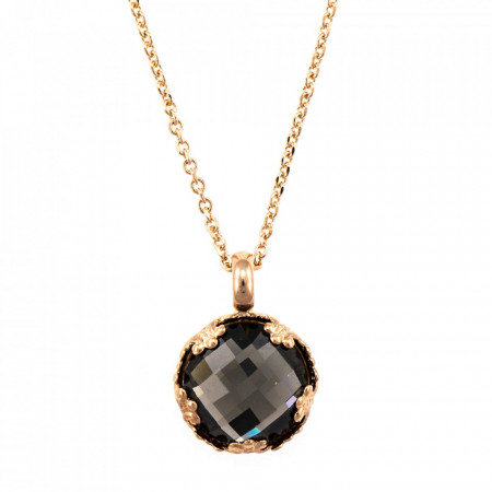 Pandantiv cu lant placat cu Aur roz de 24K, cu cristale Swarovski, Black Diamond | 5323/2-215ARG-Gri-6884