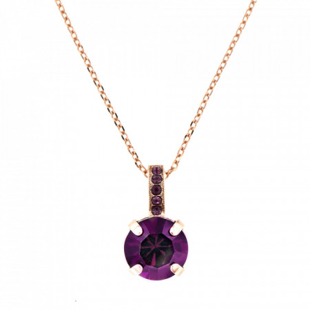 Pandantiv cu lant placat cu Aur roz de 24K, cu cristale Swarovski, February Lucky Birthstone | 5056-204204RG-Mov-6354