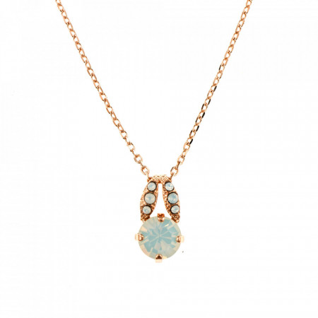 Pandantiv cu lant placat cu Aur roz de 24K, cu cristale Swarovski, Seashell | 5252-234234RG-Alb-6864