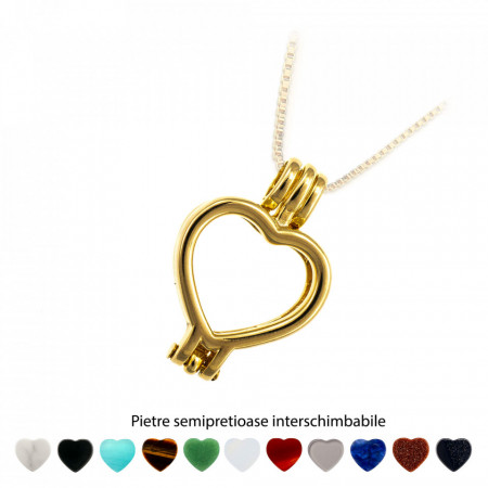Pandantiv Magic Pendant - Magic Love, placat cu aur, Secret Stone Collection, cu pietre semipretioase interschimbabile-Auriu-8794