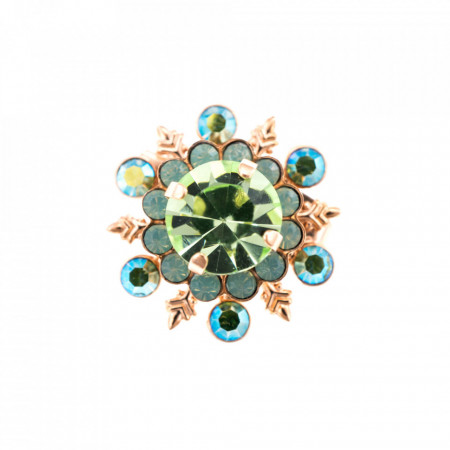Brosa placata cu Aur roz de 24K, cu cristale Swarovski, Fern | 2006-390RG-Verde-1205