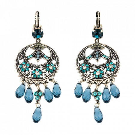 Cercei placati cu Argint 925, cu cristale Swarovski, Nightfall | 1043/1-1114SP6-Albastru-1515