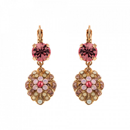 Cercei placati cu Aur roz de 24K, cu cristale Swarovski, Antigua | 1026/2-223-1RG6-Roz-1295