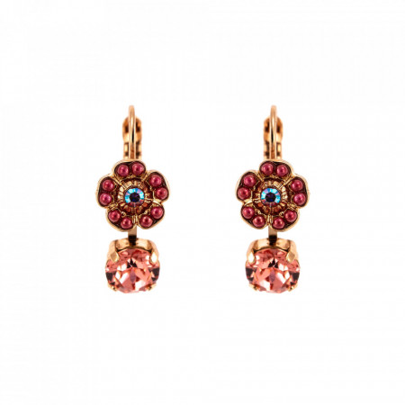 Cercei placati cu Aur roz de 24K, cu cristale Swarovski, Antigua | 1211-223-1RG6-Roz-5525