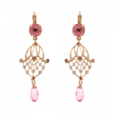 Cercei placati cu Aur roz de 24K, cu cristale Swarovski, Antigua | 1213-223-1RG6-Roz-5535