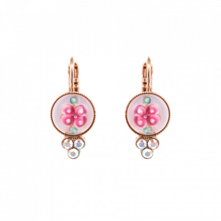 Cercei placati cu Aur roz de 24K, cu cristale Swarovski, Seashell | 1018-04863RG6-Multicolor-1375