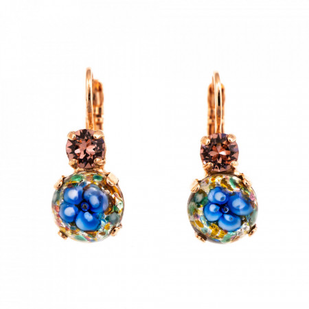 Cercei placati cu Aur roz de 24K, cu cristale Swarovski, Spring Flowers | 1062-202AB3RG6-Albastru-1955