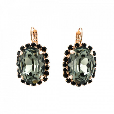 Cercei placati cu Aur roz de 24K, cu cristale Swarovski, Black Diamond | 1090/1-1073RG6-Multicolor-1805