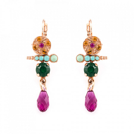 Cercei placati cu Aur roz de 24K, cu cristale Swarovski, Happy Days | 1420/1-1007RG6-Multicolor-5655