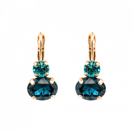 Cercei placati cu Aur roz de 24K, cu cristale Swarovski, Nightfall | 1462-1114RG6-Albastru-6055