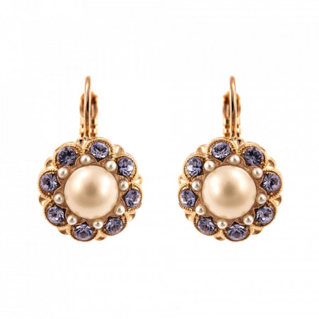 Cercei placati cu Aur roz de 24K, cu cristale Swarovski, Romance | 1417-139-10RG6-Multicolor-5645
