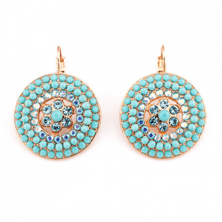 Cercei placati cu Aur roz de 24K, cu cristale Swarovski, Sapphire Sky | 1078/1-2672RG6-Verde-1755