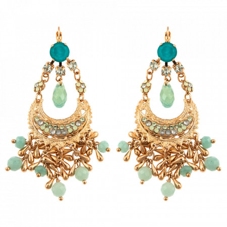 Cercei placati cu Aur roz de 24K, cu cristale Swarovski, Sapphire Sky | 1043-M1065RG6-Turquoise-9195