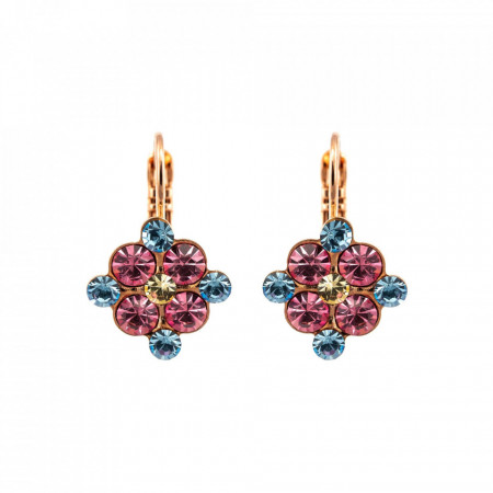 Cercei placati cu Aur roz de 24K, cu cristale Swarovski, Spring Flowers | 1164/1-2141RG6-Multicolor-5365