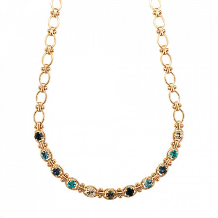 Colier placat cu Aur roz de 24K, cu cristale Swarovski, Nightfall | 3410/1-1114RG-Albastru-6225