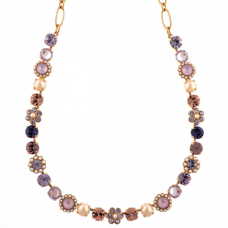 Colier placat cu Aur roz de 24K, cu cristale Swarovski, Romance | 3173/4-139-10RG-Multicolor-6125