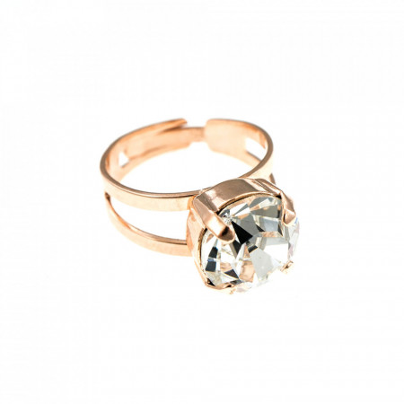Inel placat cu Aur roz de 24K, cu cristale Swarovski, April Lucky Birthstone | 7048-001RG-Transparent-7465