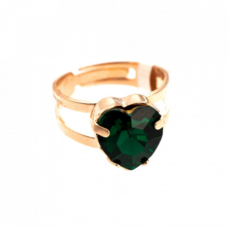 Inel placat cu Aur roz de 24K, cu cristale Swarovski, Emerald | 7100/2-205RG-Verde-7625