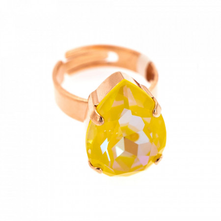 Inel placat cu Aur roz de 24K, cu cristale Swarovski, Yellow Brick Road | 7098/5-141RG-Galben-7595