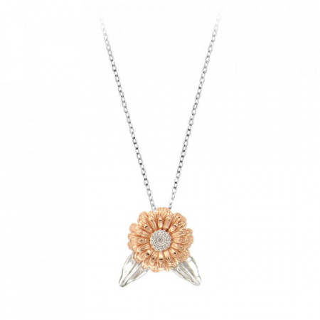Pandantiv cu lant Argint 925 Rose Gold Blossom Cherry Flower-Multicolor-605