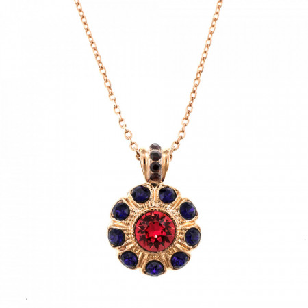Pandantiv cu lant placat cu Aur roz de 24K, cu cristale Swarovski, Xenia - Odyssey | 5205/2-1091RG-Multicolor-6765