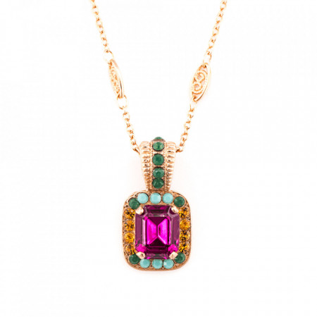 Pandantiv cu lant placat cu Aur roz de 24K, cu cristale Swarovski, Happy Days | 5040/3-1007RG-Multicolor-6325