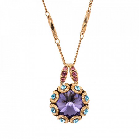 Pandantiv cu lant placat cu Aur roz de 24K, cu cristale Swarovski, Cotton Candy - The Sweet Life | 5070-144RG-Multicolor-6385