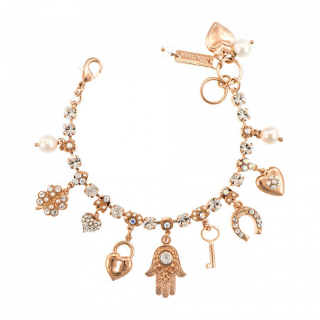 Bratara placata cu Aur roz de 24K, cu cristale Swarovski, Crystal Pearl's | 4036/1-M48001RG-Transparent-1046