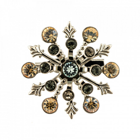 Brosa placata cu rodiu, cu cristale Swarovski, Earl Grey | 2007-1132RO-Gri/Bej-8976