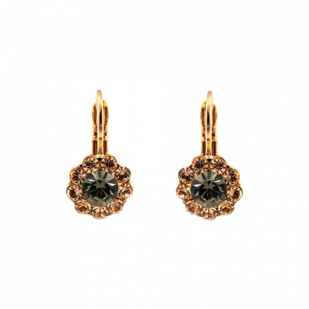 Cercei placati cu Aur roz de 24K, cu cristale Swarovski, Earl Grey | 1379-1132RG6-Gri/Bej-9086