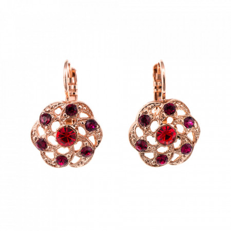 Cercei placati cu Aur roz de 24K, cu cristale Swarovski, Lady In Red | 1309-1070RG6-Rosu-5616
