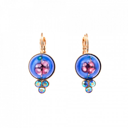 Cercei placati cu Aur roz de 24K, cu cristale Swarovski, Nightfall | 1018-267RG6-Albastru-1276