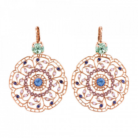 Cercei placati cu Aur roz de 24K, cu cristale Swarovski, California Dreaming | 1210-1067RG6-Multicolor-5516