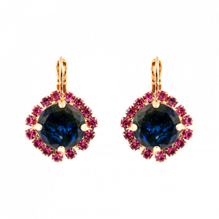 Cercei placati cu Aur roz de 24K, cu cristale Swarovski, Luck | 1137/1-1033RG6-Verde/Fuchsia-9166