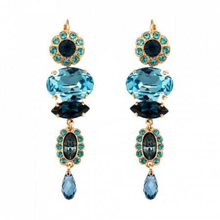 Cercei placati cu Aur roz de 24K, cu cristale Swarovski, Nightfall | 1076-1114RG6-Albastru-1746